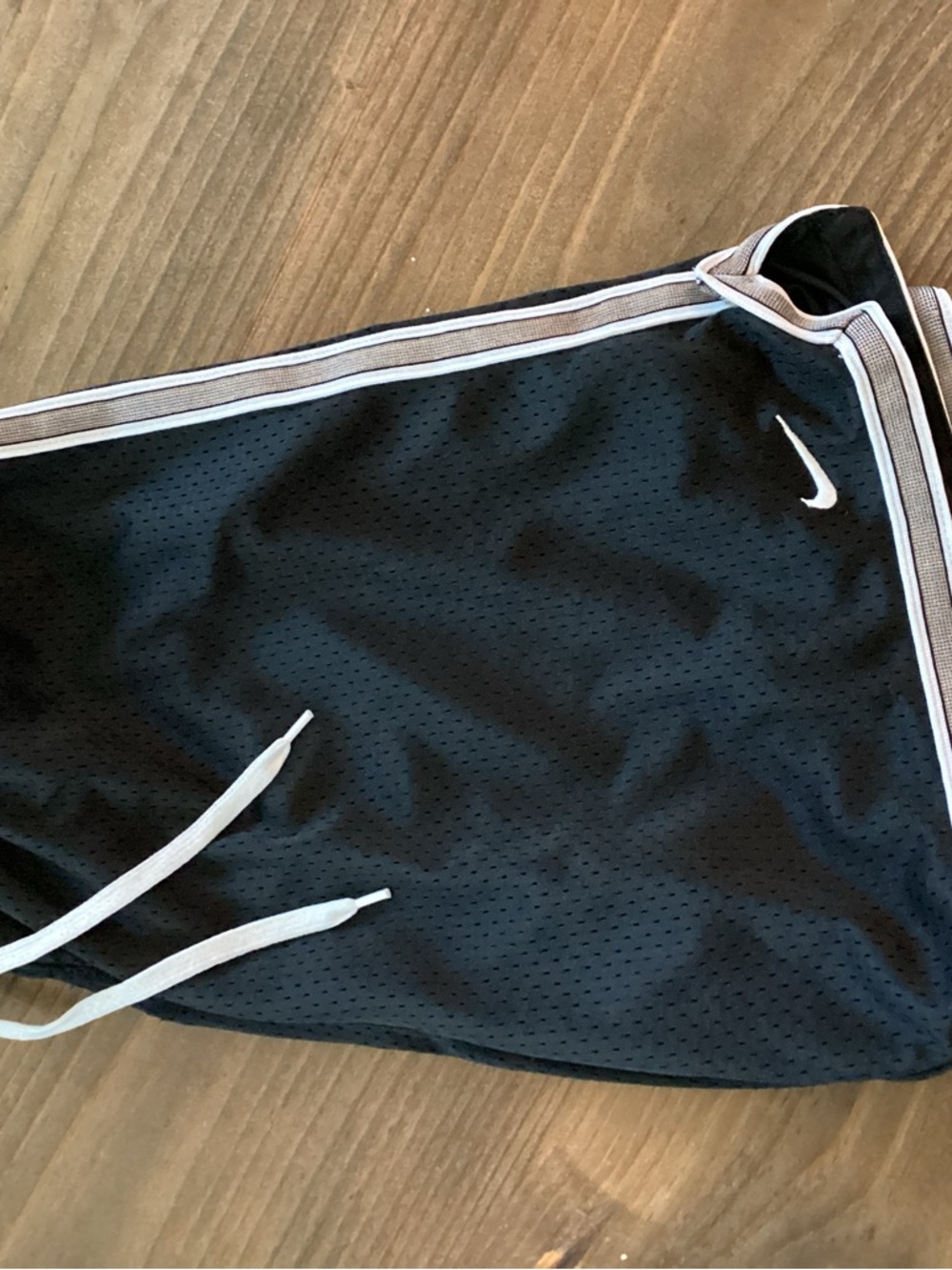 Nike Black Mesh Athletic Shorts with White Trim